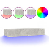 TV Cabinet with LED Lights Concrete Grey 90x35x15.5 cm - Front View