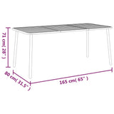 Garden Table Anthracite 165x80x71 cm Steel - Rear View