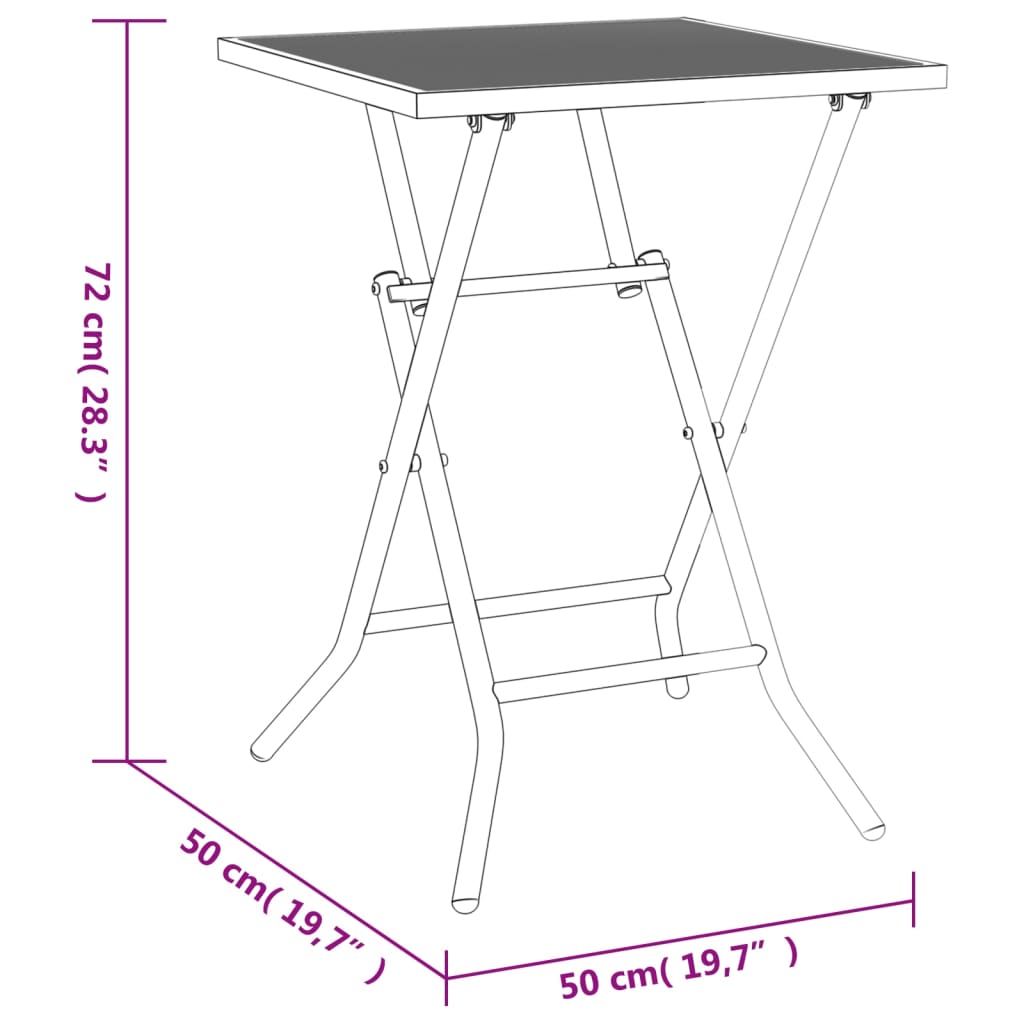 Folding Garden Table Anthracite 50x50x72 cm Steel Mesh