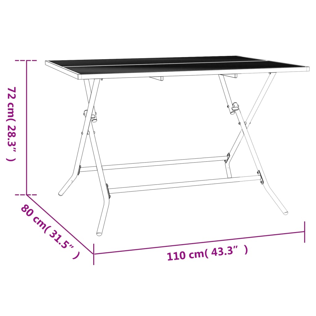 Folding Garden Table Anthracite 110x80x72 cm Steel Mesh