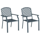Chair 2 pcs Anthracite 56 x 65 x 89cm Steel - Front View