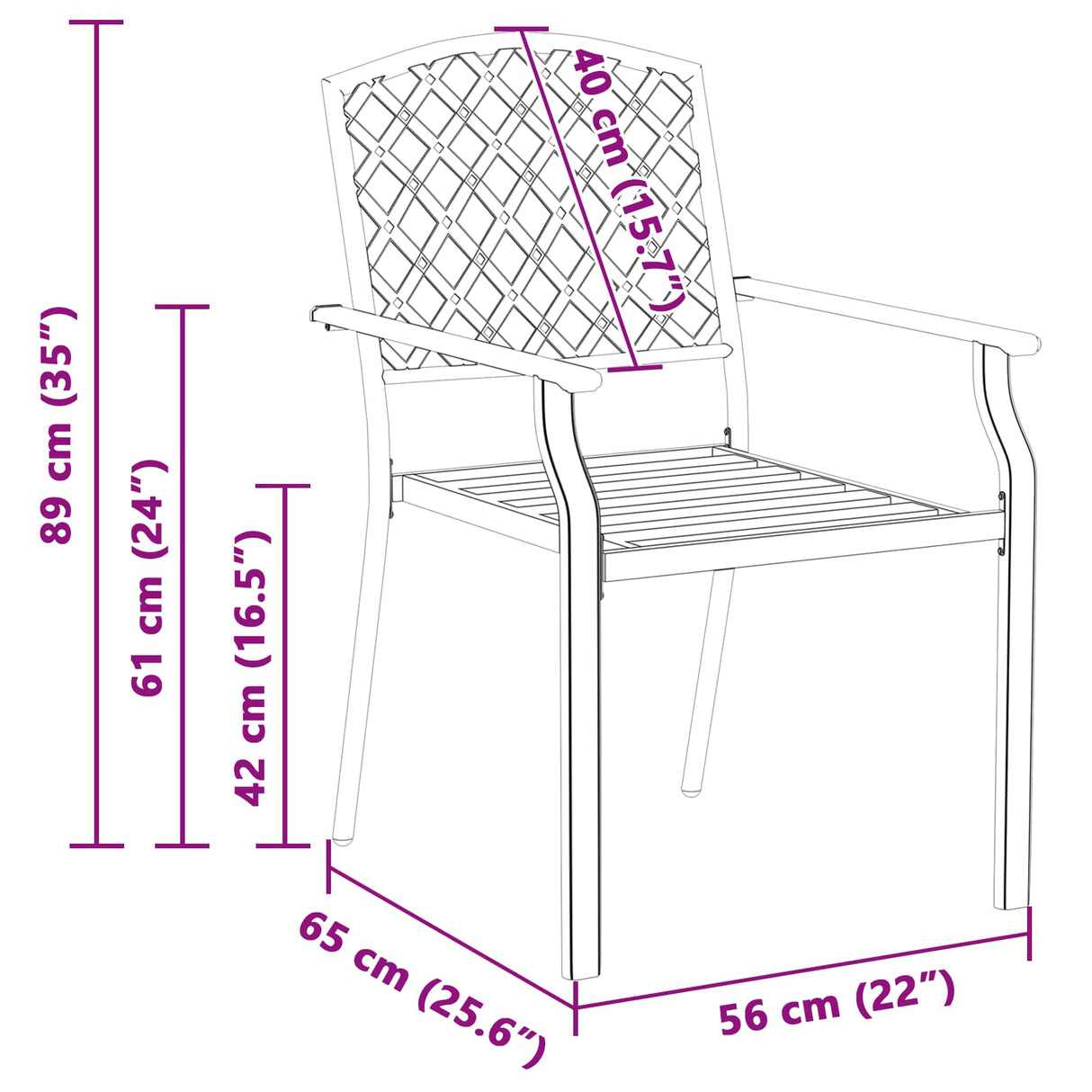 Garden Chair 2 pcs Anthracite 56 x 65 x 89 cm Steel