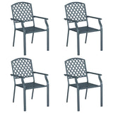 Chair 4 pcs Anthracite 56 x 65 x 89cm Steel - Front View