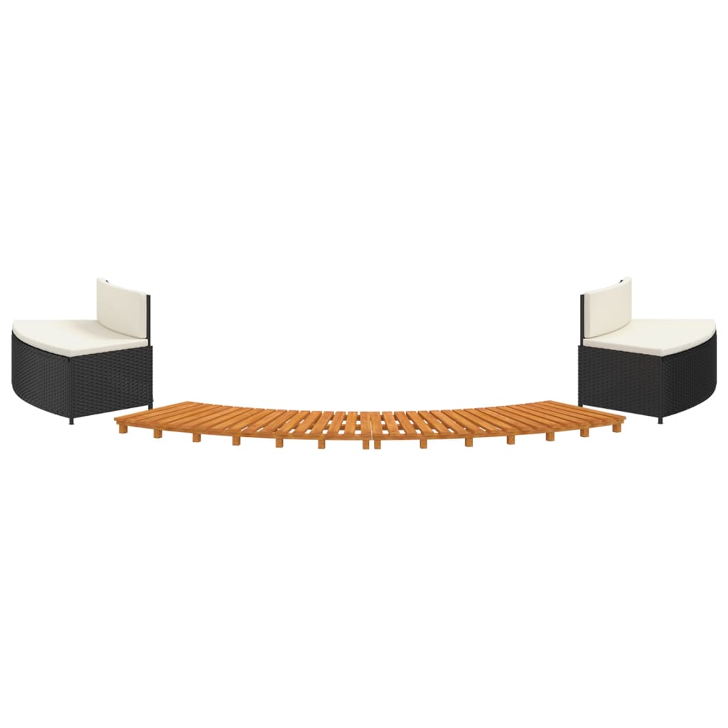 Hot Tub Surround Black Poly Rattan and Solid Wood Acacia