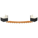 Hot Tub Surround Black Poly Rattan and Solid Wood Acacia - Front View