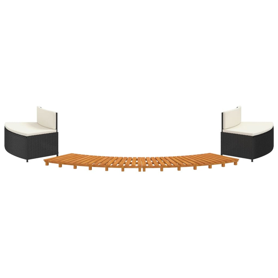 Hot Tub Surround Black Poly Rattan and Solid Wood Acacia