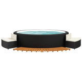 Hot Tub Surround Black Poly Rattan and Solid Wood Acacia - Side View