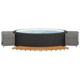 Hot Tub Surround Grey Poly Rattan and Solid Wood Acacia - Side View