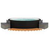 Hot Tub Surround Grey Poly Rattan and Solid Wood Acacia - Side View