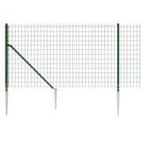 Wire Mesh Fence with Spike Anchors Green 1x25 m - Top-Down View