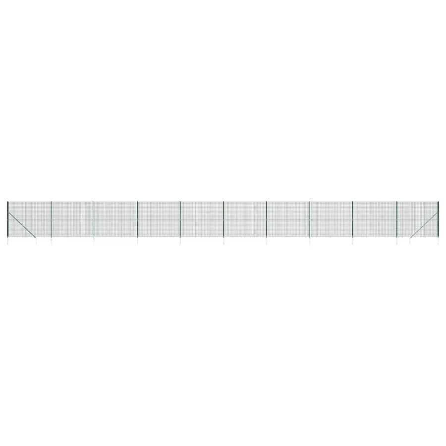 Wire Mesh Fence with Spike Anchors Green 1.4x25 m
