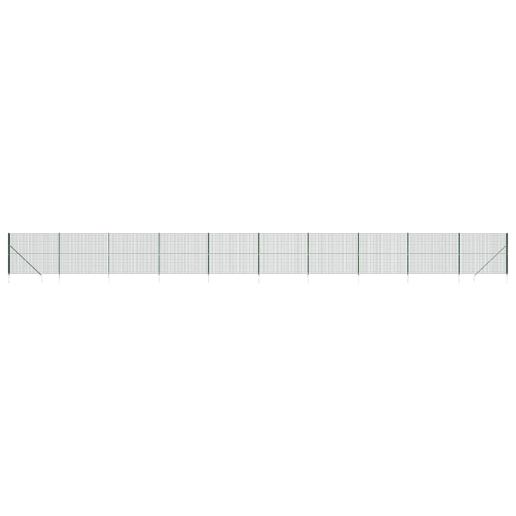Wire Mesh Fence with Spike Anchors Green 1.6x25 m