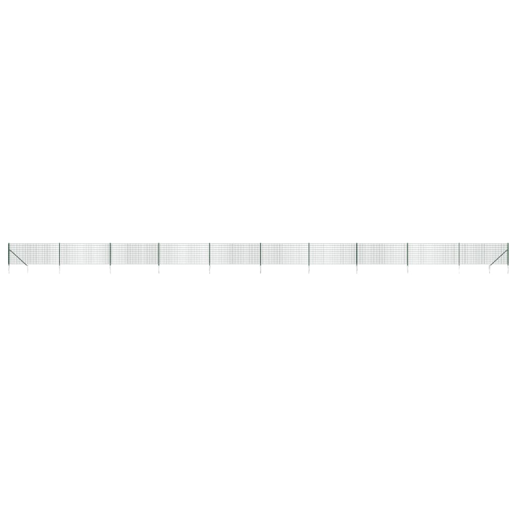 Wire Mesh Fence with Spike Anchors Green 0.8x25 m