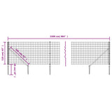 Wire Mesh Fence with Spike Anchors Green 1.1x25 m - 45-Degree Angle