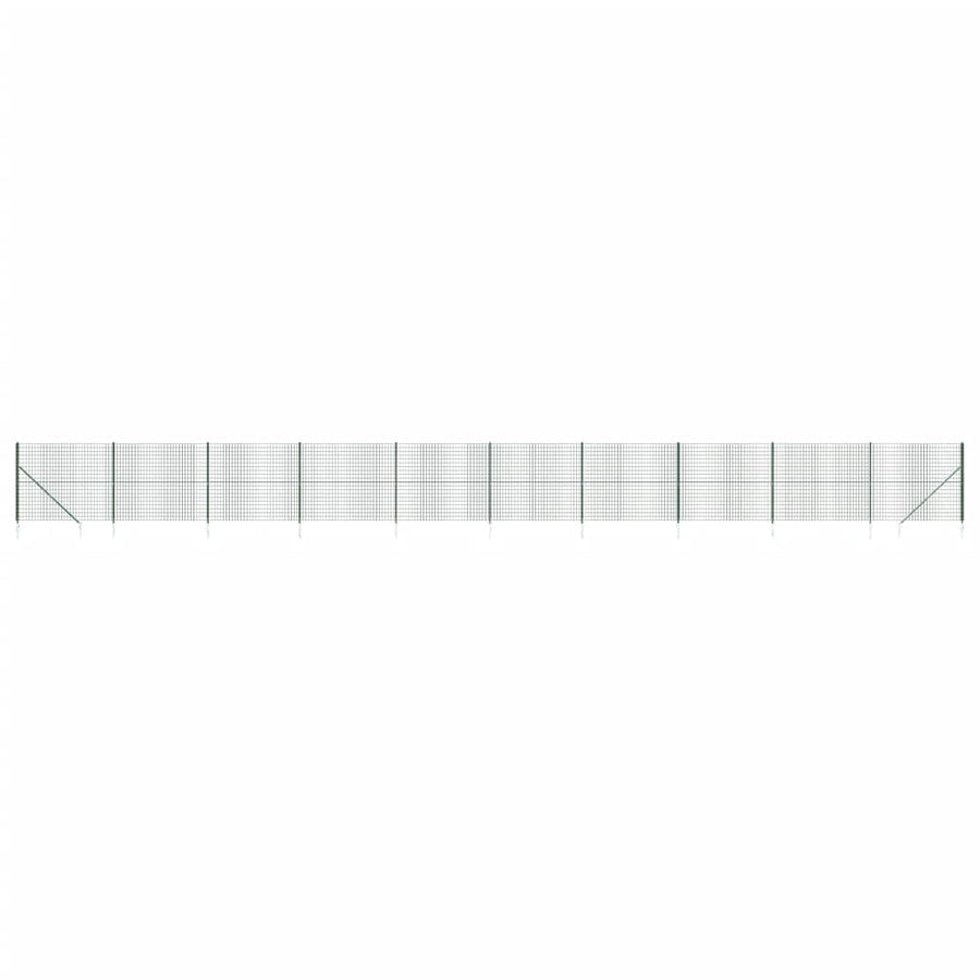 Wire Mesh Fence with Spike Anchors Green 1.4x25 m