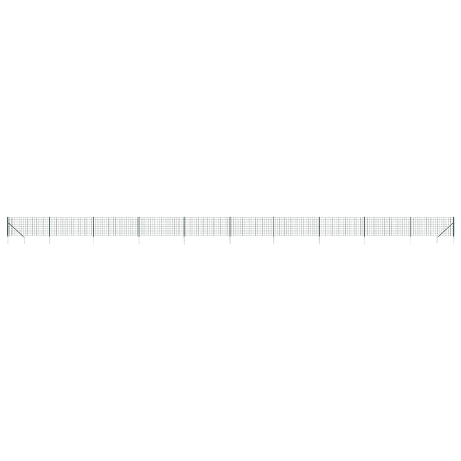 Wire Mesh Fence with Spike Anchors Green 1.1x25 m