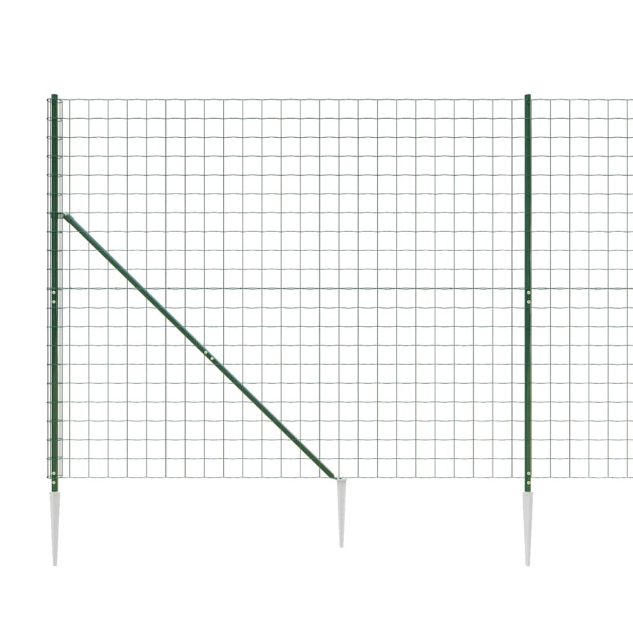 Wire Mesh Fence with Spike Anchors Green 1.4x25 m