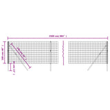 Wire Mesh Fence Anthracite 1x25 m Galvanised Steel - 45-Degree Angle
