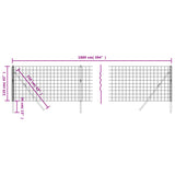 Wire Mesh Fence Anthracite 1.1x10 m Galvanised Steel - 45-Degree Angle