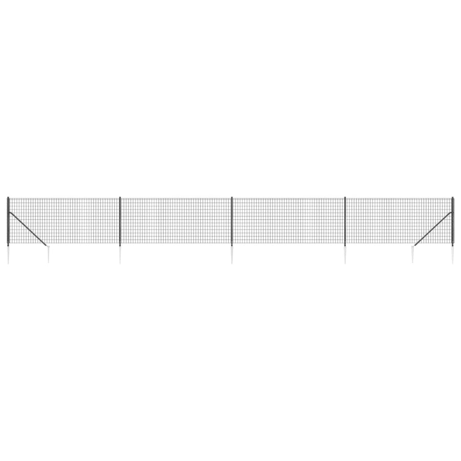 Wire Mesh Fence with Spike Anchors Anthracite 1x10 m