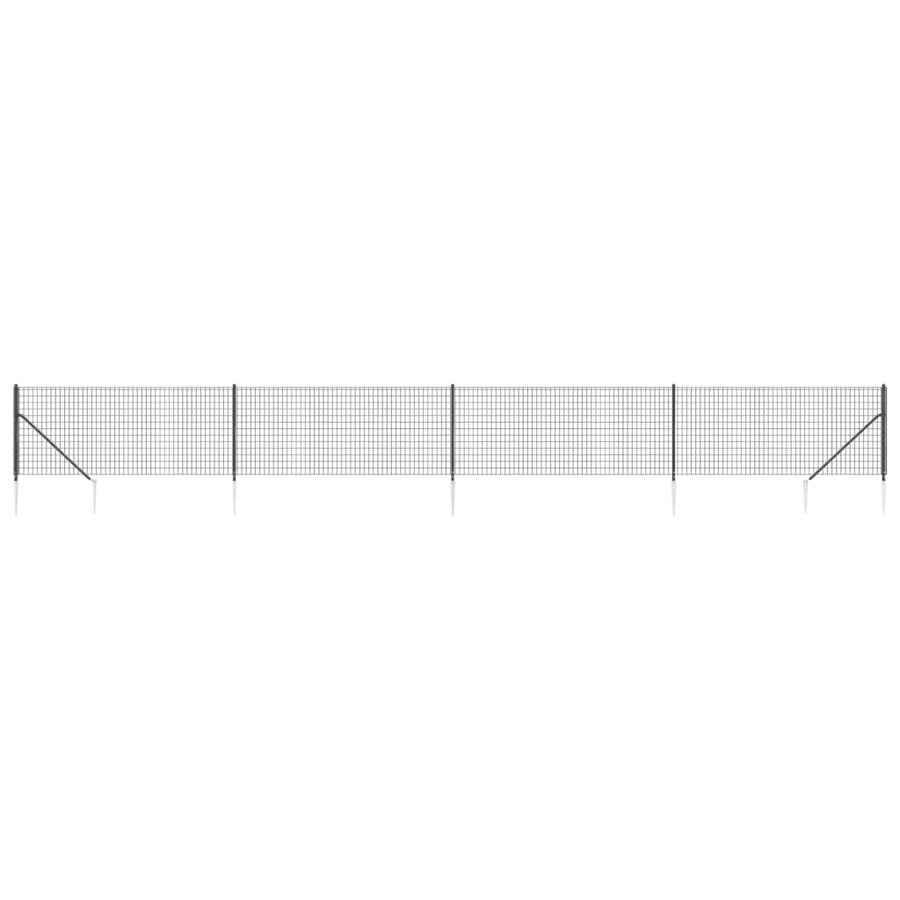 Wire Mesh Fence with Spike Anchors Anthracite 1.1x10 m