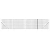 Wire Mesh Fence with Spike Anchors Anthracite 1.4x10 m - Front View