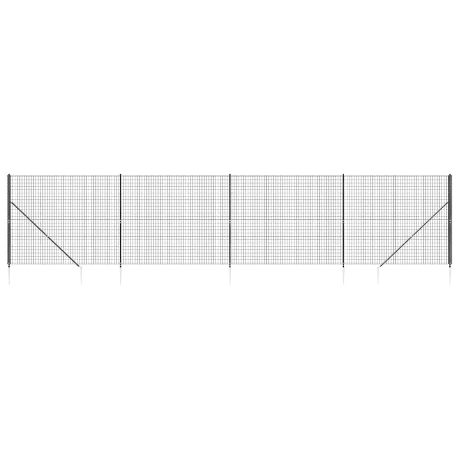 Wire Mesh Fence with Spike Anchors Anthracite 1.4x10 m