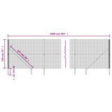 Wire Mesh Fence with Spike Anchors Anthracite 1.4x10 m - Rear View