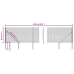 Wire Mesh Fence with Spike Anchors Anthracite 0.8x25 m