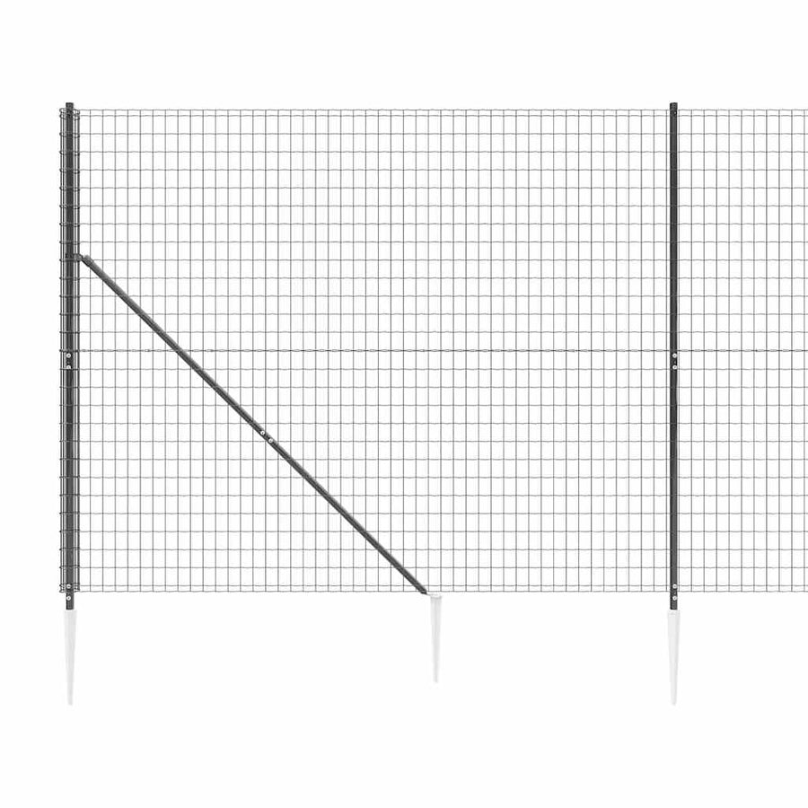 Wire Mesh Fence with Spike Anchors Anthracite 1.4x25 m