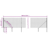 Wire Mesh Fence with Spike Anchors Anthracite 1x10 m - 45-Degree Angle