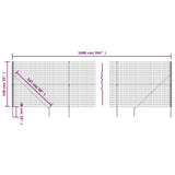 Wire Mesh Fence with Spike Anchors Anthracite 1.4x10 m