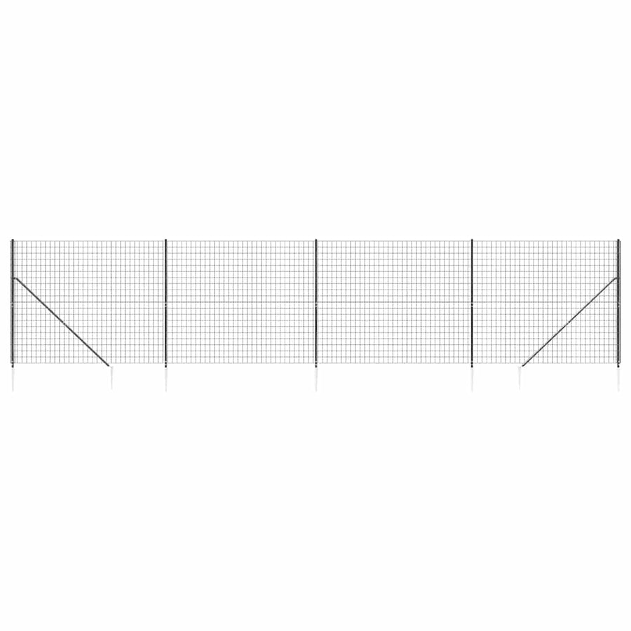 Wire Mesh Fence with Spike Anchors Anthracite 1.6x10 m