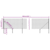 Wire Mesh Fence with Spike Anchors Anthracite 1.1x25 m - 45-Degree Angle
