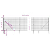 Wire Mesh Fence with Spike Anchors Anthracite 1.4x25 m - Rear View