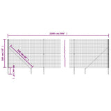 Wire Mesh Fence with Spike Anchors Anthracite 1.6x25 m - Rear View
