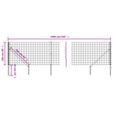 Wire Mesh Fence with Spike Anchors Anthracite 1x10 m - 45-Degree Angle