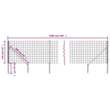 Wire Mesh Fence with Spike Anchors Anthracite 1.1x10 m - 45-Degree Angle