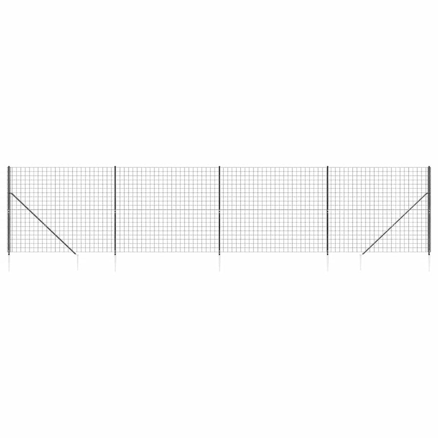 Wire Mesh Fence with Spike Anchors Anthracite 1.4x10 m
