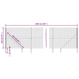 Wire Mesh Fence with Spike Anchors Anthracite 1.4x10 m