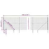 Wire Mesh Fence with Spike Anchors Anthracite 1.4x25 m - Rear View
