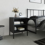 Nightstand Black 50x35x60 cm Glass and Steel - Side View