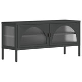 TV Cabinet Black 105x35x50 cm Glass and Steel - Front View