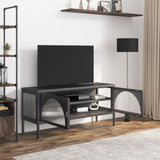 TV Cabinet Black 105x35x50 cm Glass and Steel - Side View