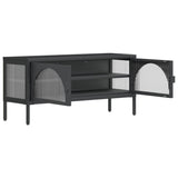 TV Cabinet Black 105x35x50 cm Glass and Steel - Close-Up Angle