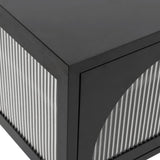 TV Cabinet Black 105x35x50 cm Glass and Steel - Low Angle