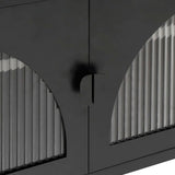 TV Cabinet Black 105x35x50 cm Glass and Steel - Extra Image