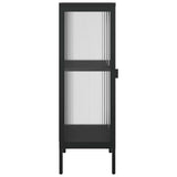 Sideboard Black 40x35x105 cm Glass and Steel - Close-Up Angle