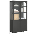 Highboard Black 90x40x180 cm Glass and Steel - Top-Down View