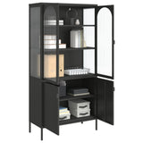Highboard Black 90x40x180 cm Glass and Steel - 45-Degree Angle